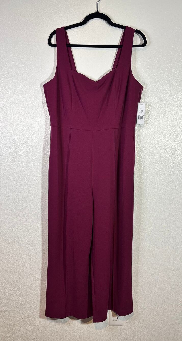 Donna Morgan NWT Size 16 Square Neck Scuba Crepe Sleeveless Wide Strap Jumpsuit